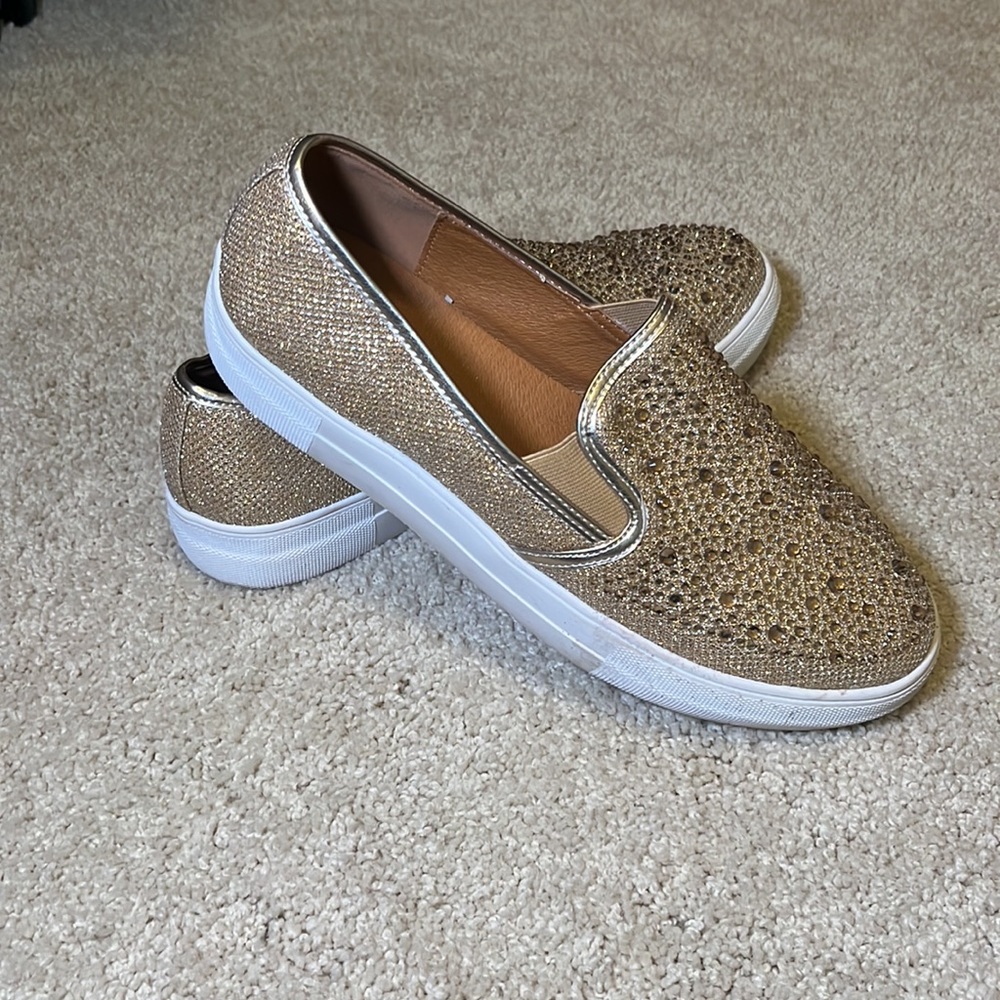 Volatile GOLD beaded slip on shoes size 9
